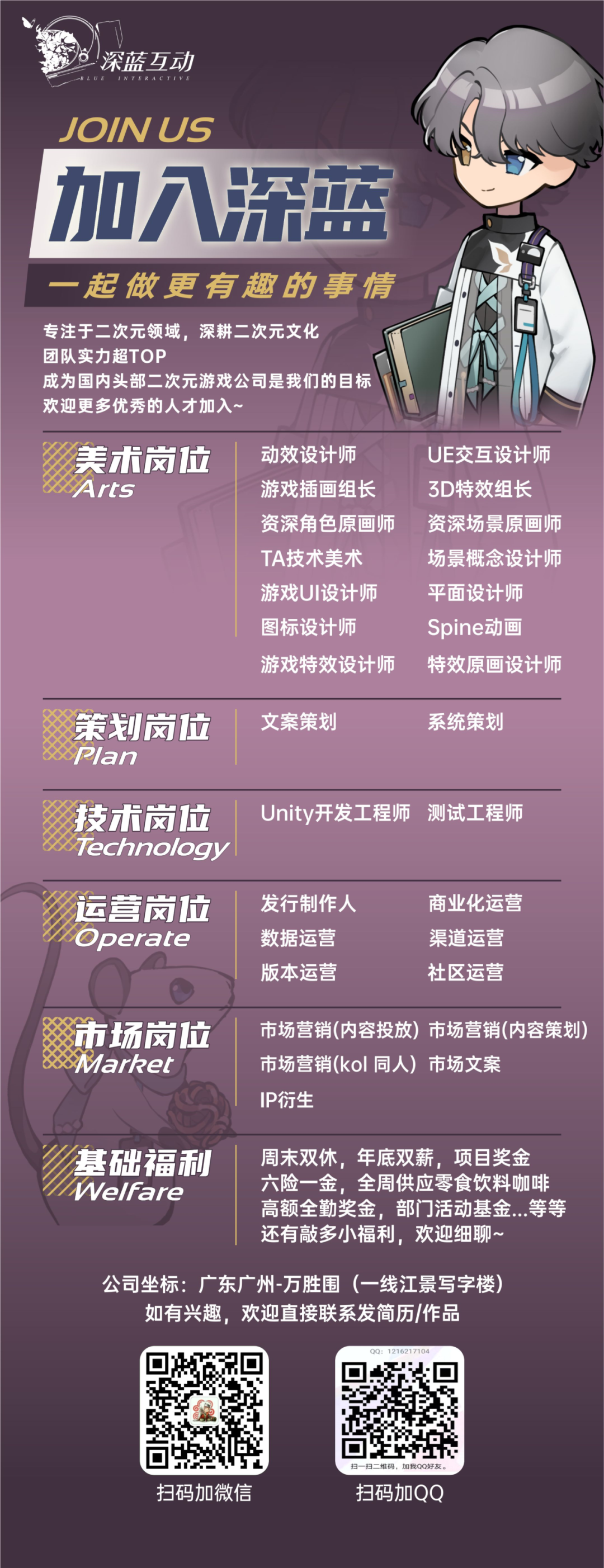 广州二次元游戏公司招人了