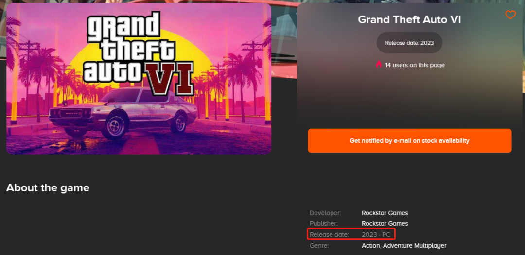 国外游戏商店透露《GTA6》或将在2023年发售