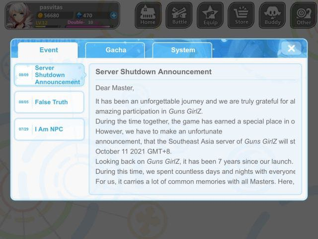 《崩坏学园2》宣布将在10月份关停东南亚服