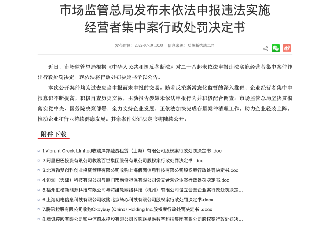 国家市场监管局发布处罚决定书，3起游戏并购案涉及其中