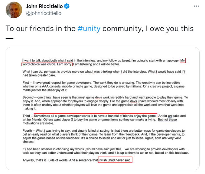 「不重视氪金的游戏开发者都是白痴」？Unity CEO为失言道歉