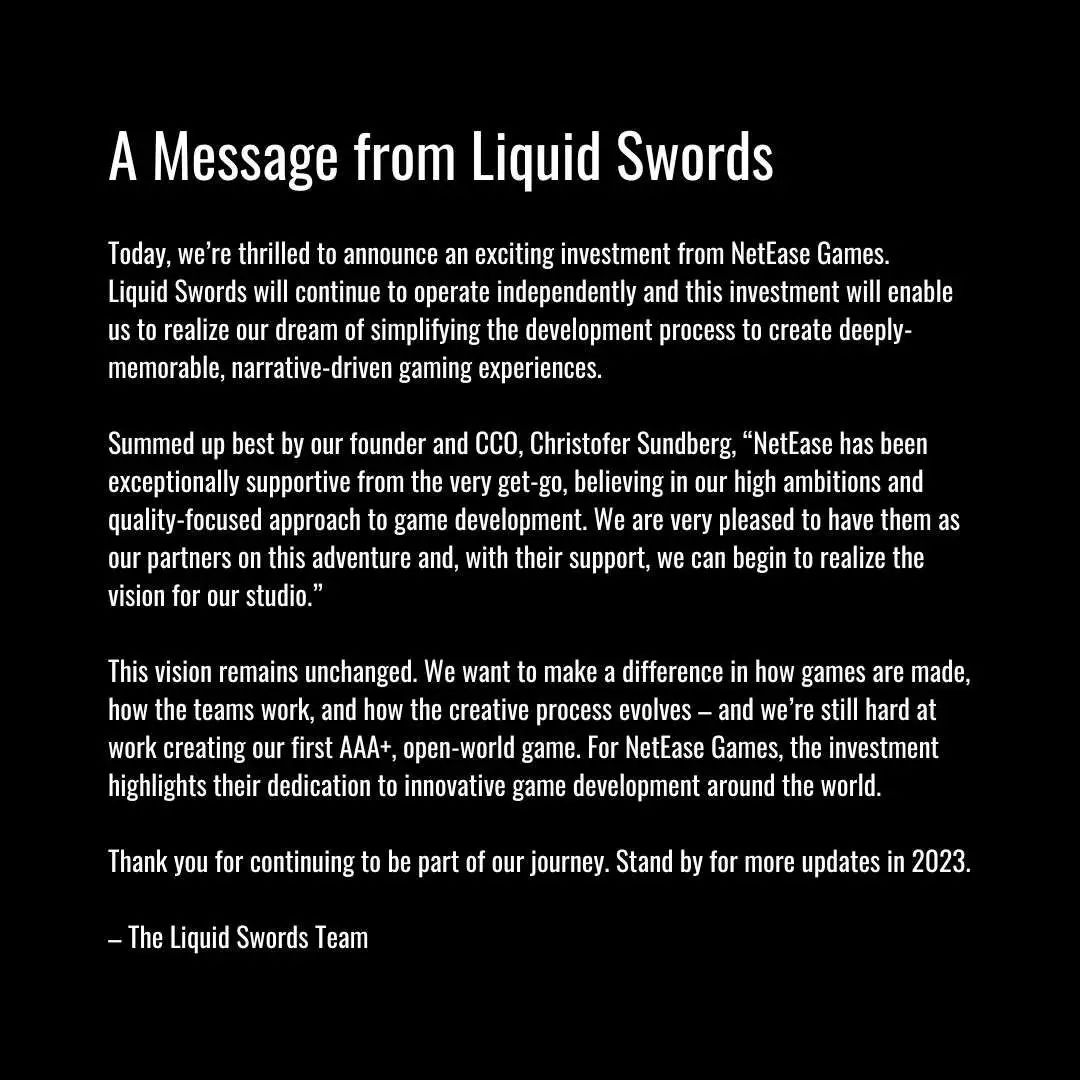 网易投资独立游戏工作室Liquid Swords