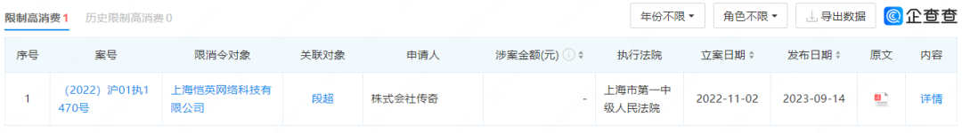 上海恺英及法人被限制高消费，涉及金额4.8亿