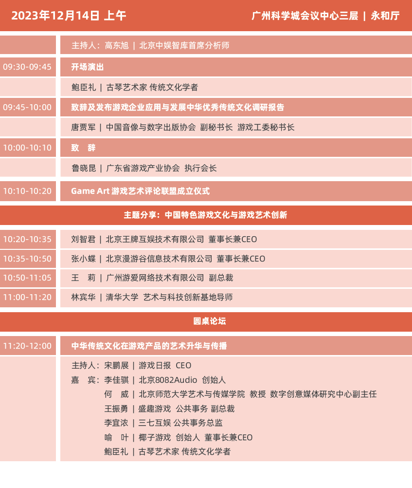 2023年度中国游戏产业年会日程