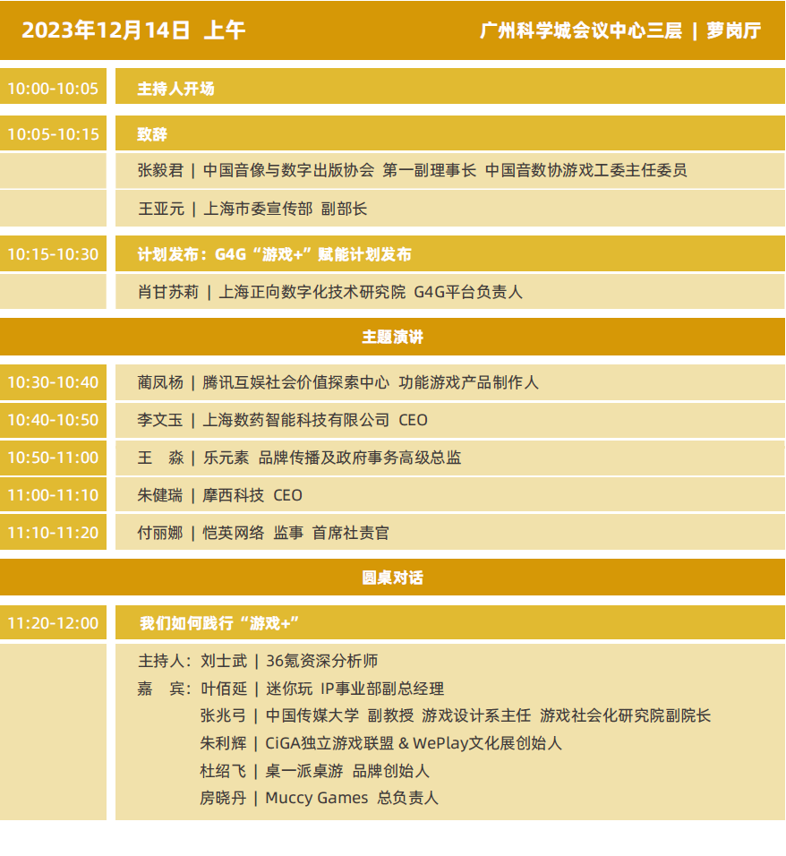 2023年度中国游戏产业年会日程