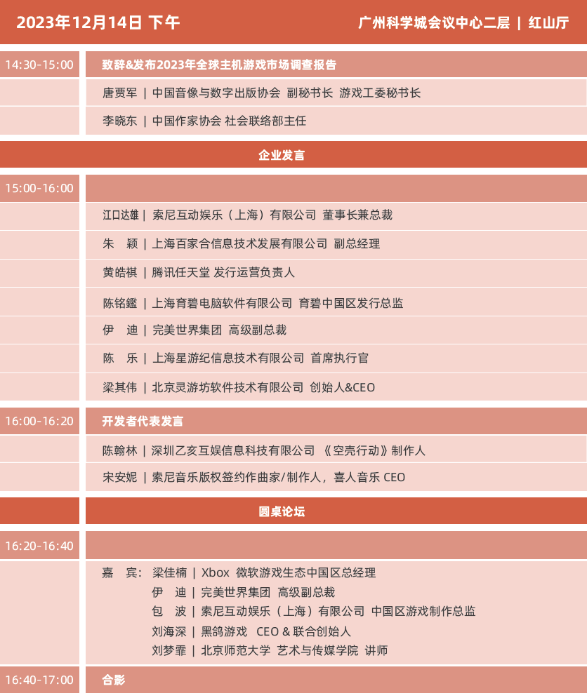 2023年度中国游戏产业年会日程